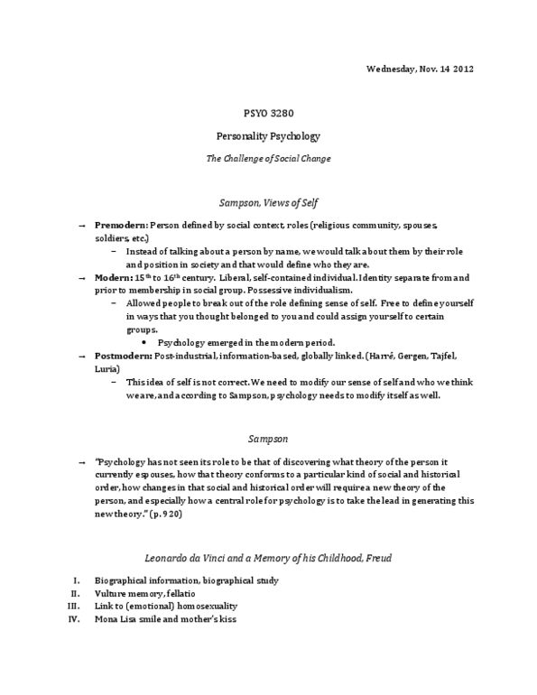 PSYO 3280 Lecture Notes - Fellatio, Henri Tajfel, Pedophilia thumbnail
