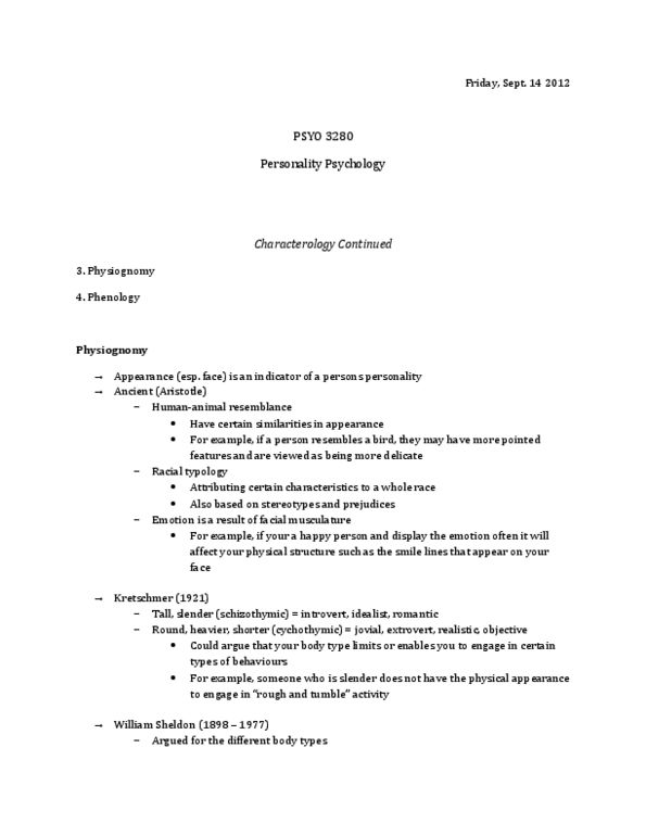 PSYO 3280 Lecture Notes - Walrus, Nasolabial Fold, Physiognomy thumbnail