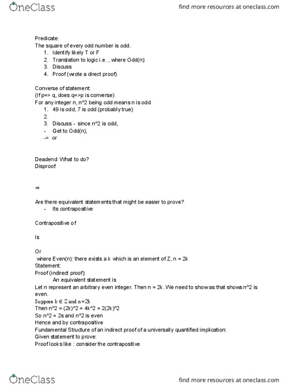 CSC165H1 Lecture Notes - Lecture 10: Contraposition, Universal Quantification thumbnail