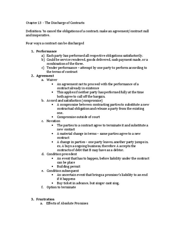 ACTG 2P40 Chapter Notes -Condition Subsequent, Condition Precedent thumbnail