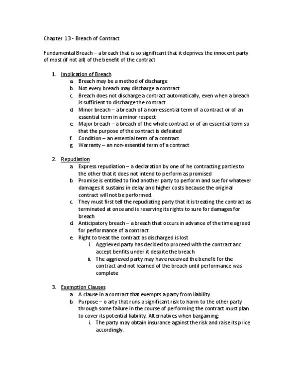 ACTG 2P40 Lecture Notes - Bona Fide Purchaser, Precontract, Expectation Damages thumbnail