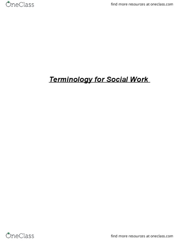 SOCWORK 311 Chapter 1-4: Terminology thumbnail