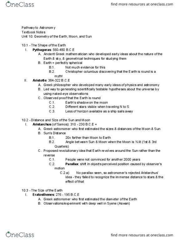 ASTRON 103 Chapter 10: Textbook Notes - 10 thumbnail