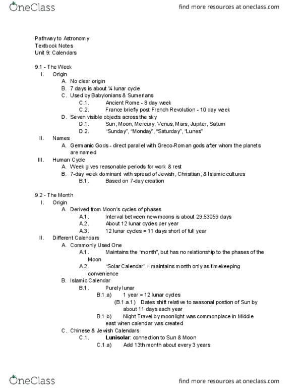 ASTRON 103 Chapter 9: Textbook Notes - 9 thumbnail