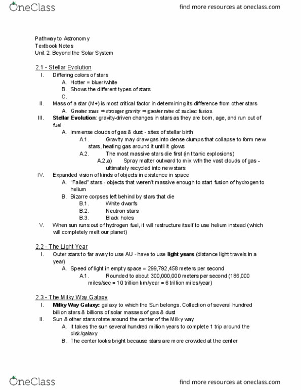 ASTRON 103 Chapter Notes - Chapter 2: List Of Largest Galaxies, Outer Space, Spiral Galaxy thumbnail