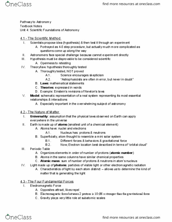 ASTRON 103 Chapter Notes - Chapter 4: Electromagnetism, Atomic Nucleus, Atomic Mass thumbnail