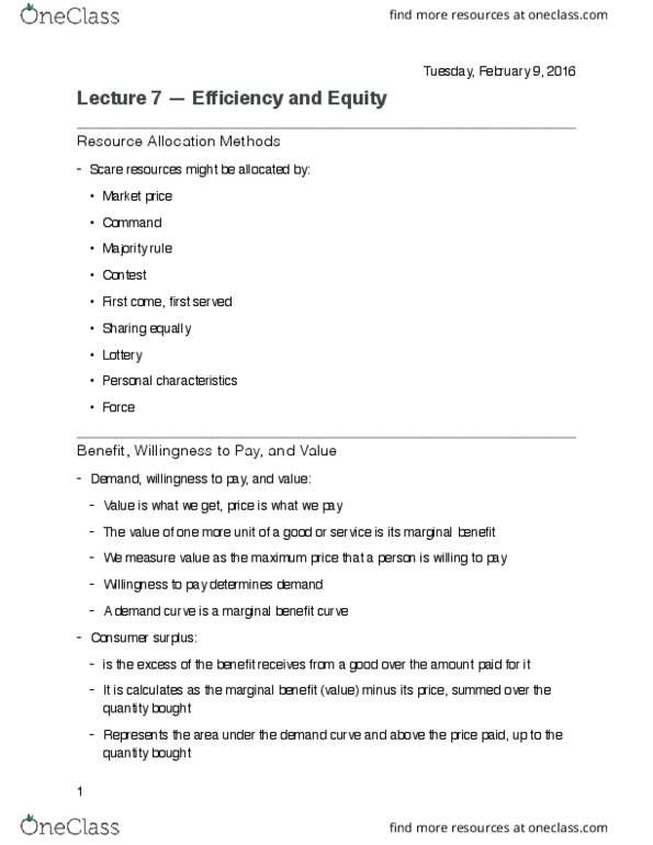 ECON101 Lecture Notes - Lecture 7: Deadweight Loss, Avoidance Speech, Economic Surplus thumbnail