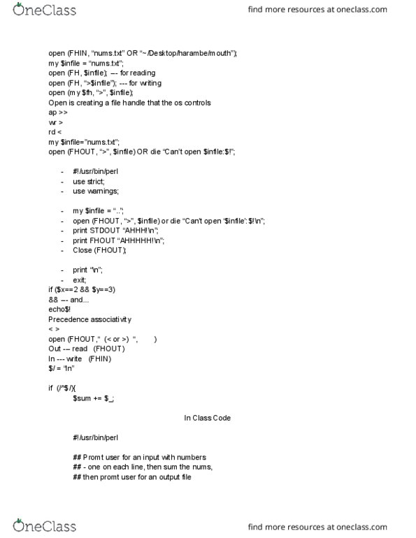 COSC 146 Lecture Notes - Lecture 7: File Descriptor thumbnail