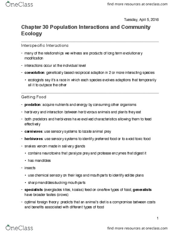 BIOL 1111 Chapter Notes - Chapter 30: Batesian Mimicry, Cardiac Glycoside, Herbivore thumbnail