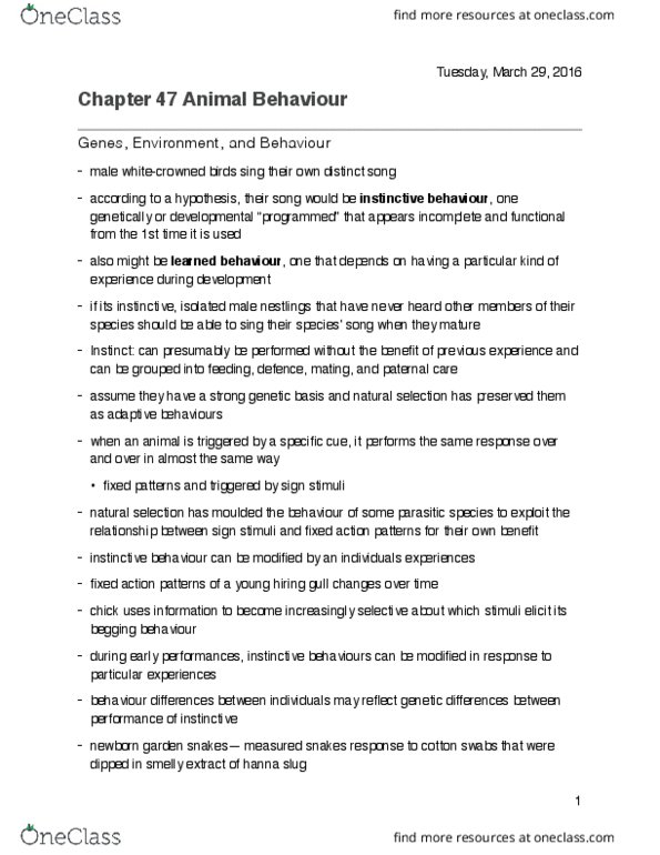 BIOL 1111 Chapter Notes - Chapter 47: Animal Communication, Sound Pressure, Striped Skunk thumbnail