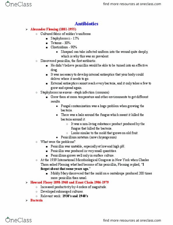 EEMB 40 Lecture Notes - Lecture 6: Ernst Boris Chain, Staphylococcus, Aureus thumbnail