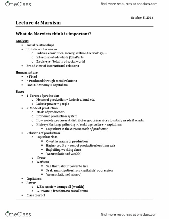 Political Science 2231E Lecture Notes - Lecture 4: Eduardo Galeano, Andre Gunder Frank, Labour Power thumbnail