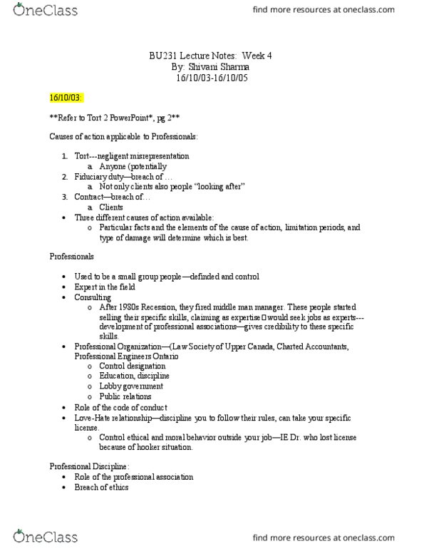 BU231 Lecture Notes - Lecture 5: Professional Engineers Ontario, Fiduciary, Microsoft Powerpoint thumbnail