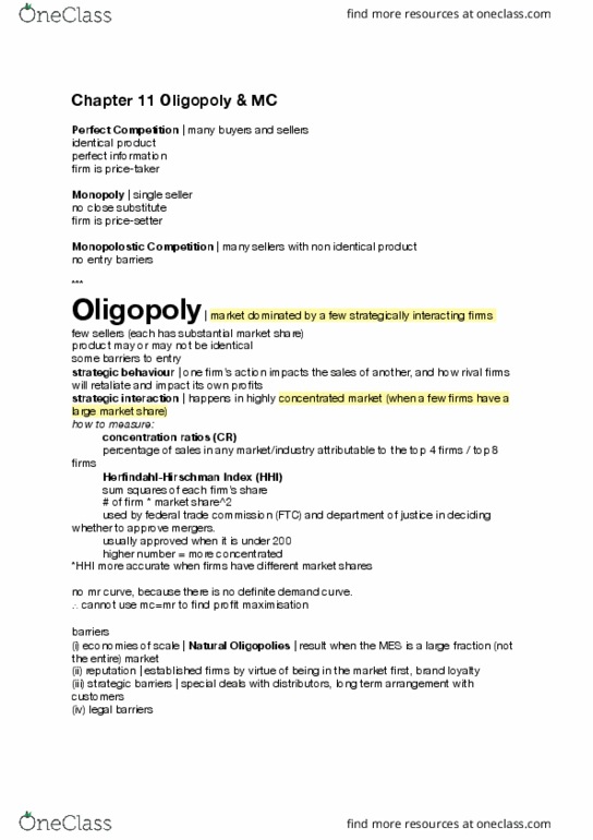 ECON-UA 2 Lecture Notes - Lecture 10: Federal Trade Commission, Root Mean Square, Oligopoly thumbnail