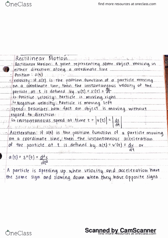 M 408C Lecture 15: Rectilinear Motion thumbnail