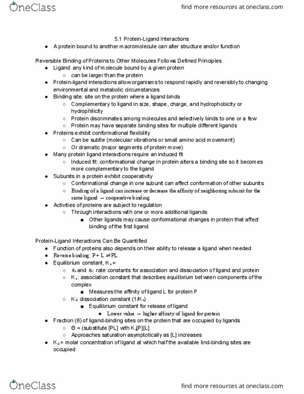 LIFESCI 3 Chapter Notes - Chapter 5.1: Dna Binding Site, Binding Constant, Cooperative Binding thumbnail