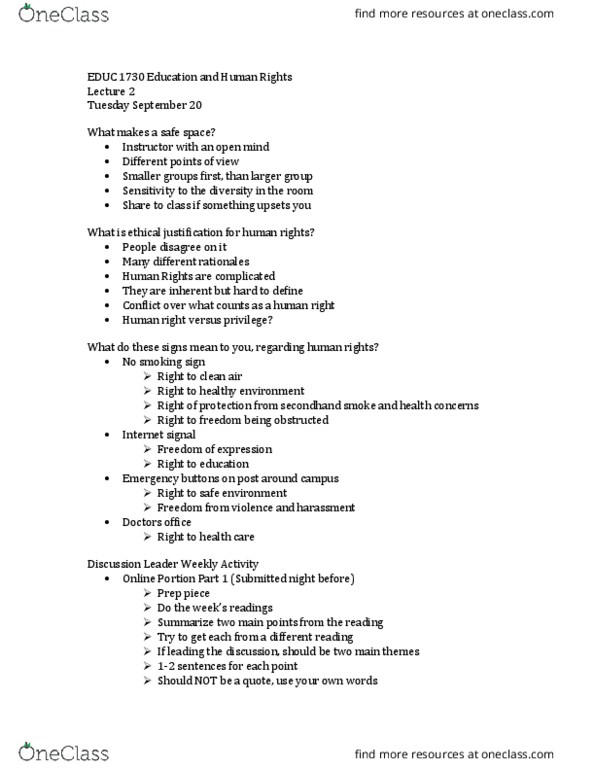 EDUC 3730 Lecture Notes - Lecture 2: Passive Smoking, Noise Control, Leading Question thumbnail