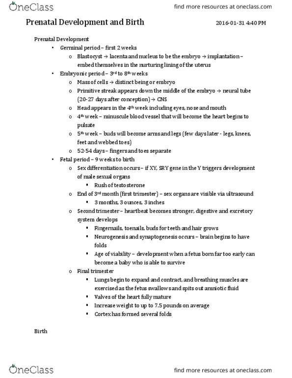 PSY210H1 Chapter Notes - Chapter 4: Primitive Streak, Apgar Score, Umbilical Cord thumbnail