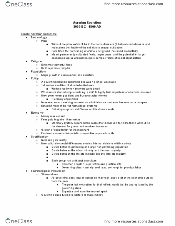 SOC 3470 Chapter Notes - Chapter 7: Economic Surplus, Monetary System, Veneration Of The Dead thumbnail