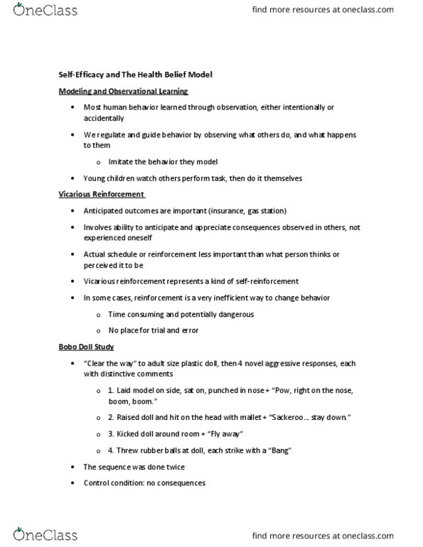 PUBHLTH 144 Lecture Notes - Lecture 3: Health Belief Model, Observational Learning, The Sequence thumbnail