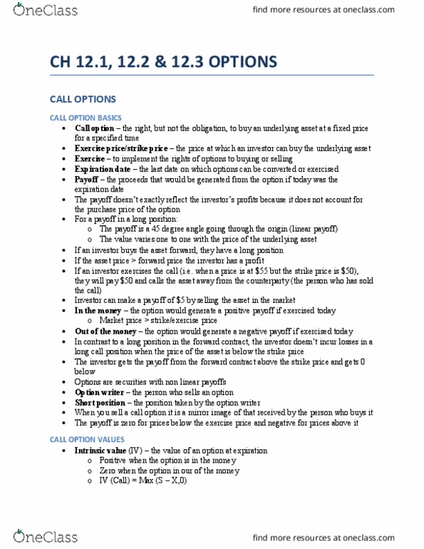 RSM333H1 Chapter Notes - Chapter 12: Call Option, Risk-Free Interest Rate, Put Option thumbnail