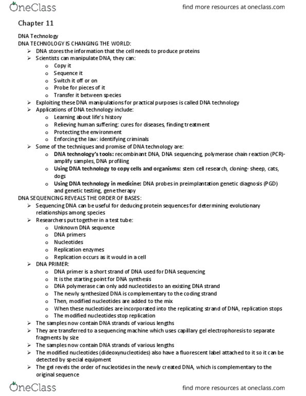 BIOL 1500 Lecture Notes - Lecture 11: Preimplantation Genetic Diagnosis, Hybridization Probe, Dna Profiling thumbnail