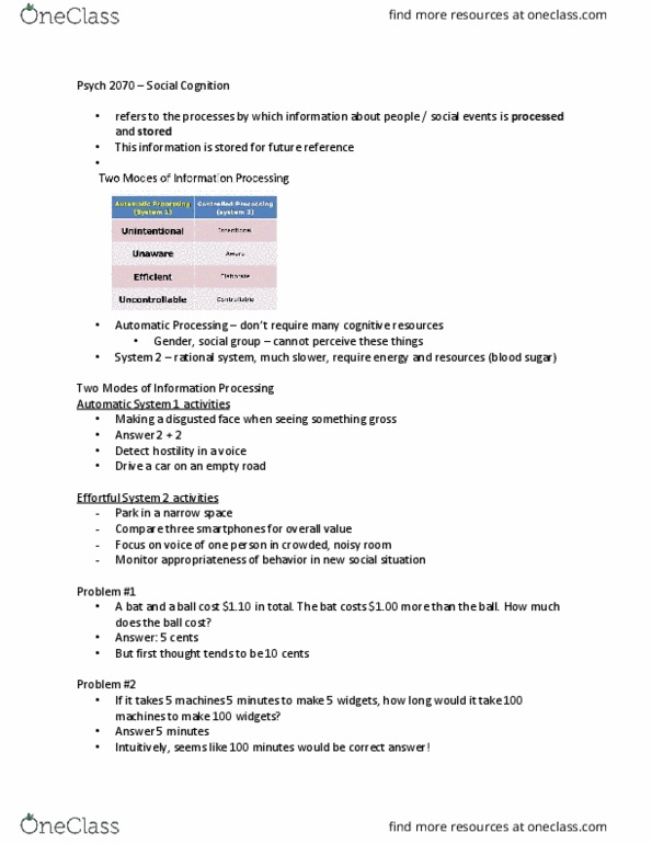 Psychology 2070A/B Lecture 2: Psych 2070 – Social Cognition thumbnail