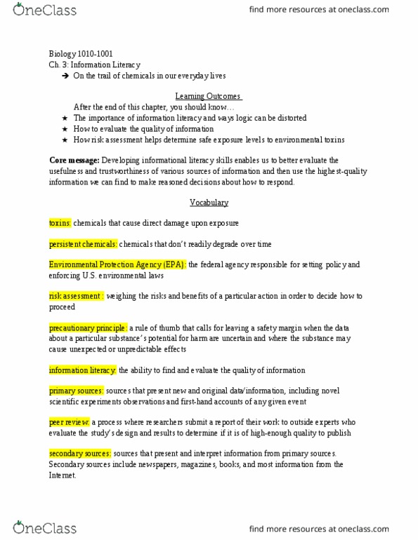 BIOL 1010 Lecture 3: Ch 3. thumbnail