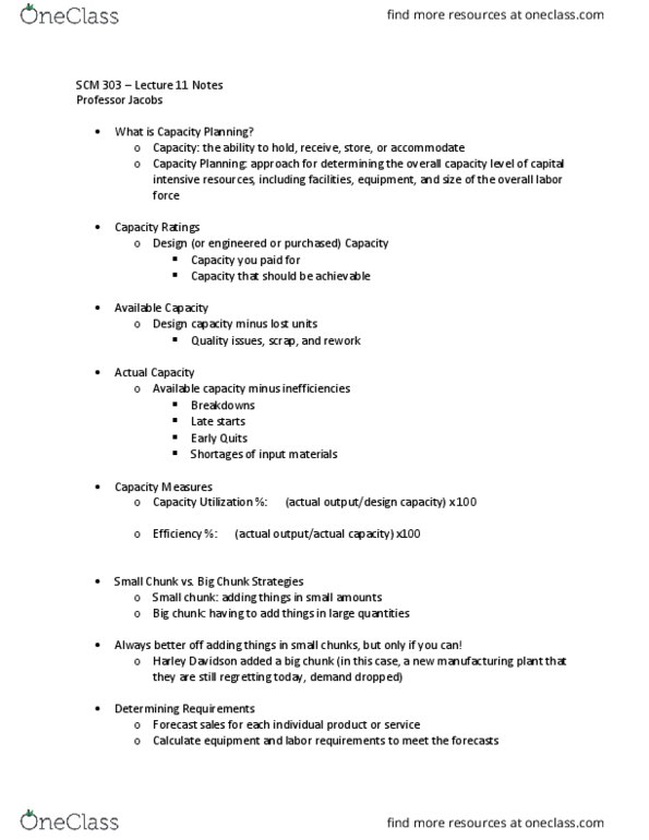 SCM 303 Lecture Notes - Lecture 11: Outsourcing thumbnail