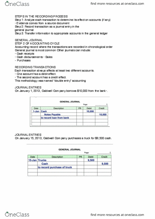 Management and Organizational Studies 1023A/B Lecture Notes - Lecture 3: Double-Entry Bookkeeping System, General Ledger, Deferral thumbnail