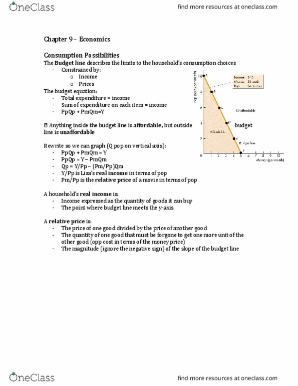 Economics 1021A/B Lecture 9: Chapter 9 – consumption possibilities thumbnail