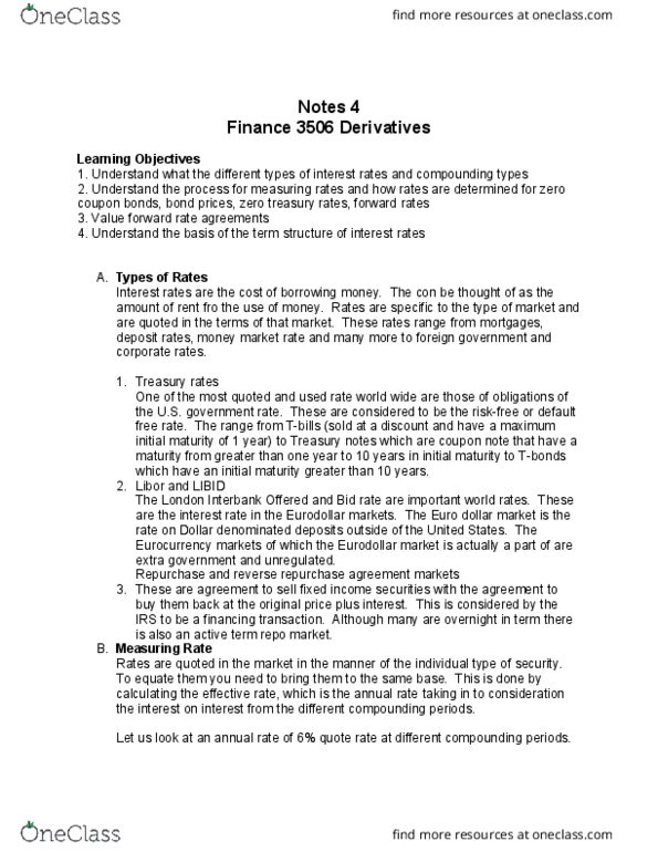 FIN 3506 Lecture Notes - Lecture 4: Effective Interest Rate, Repurchase Agreement, Eurodollar thumbnail