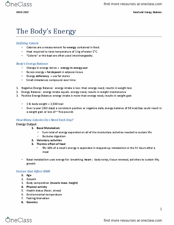 HPED 2507 Lecture 6: Energy Balance thumbnail