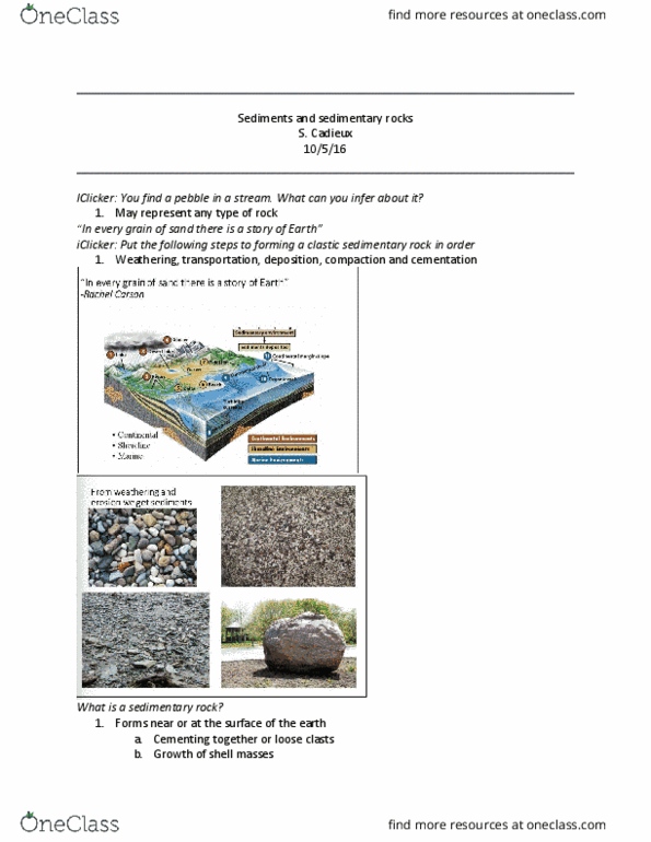EAES 101 Lecture Notes - Lecture 16: Clastic Rock, Weathered, Alluvial Fan thumbnail