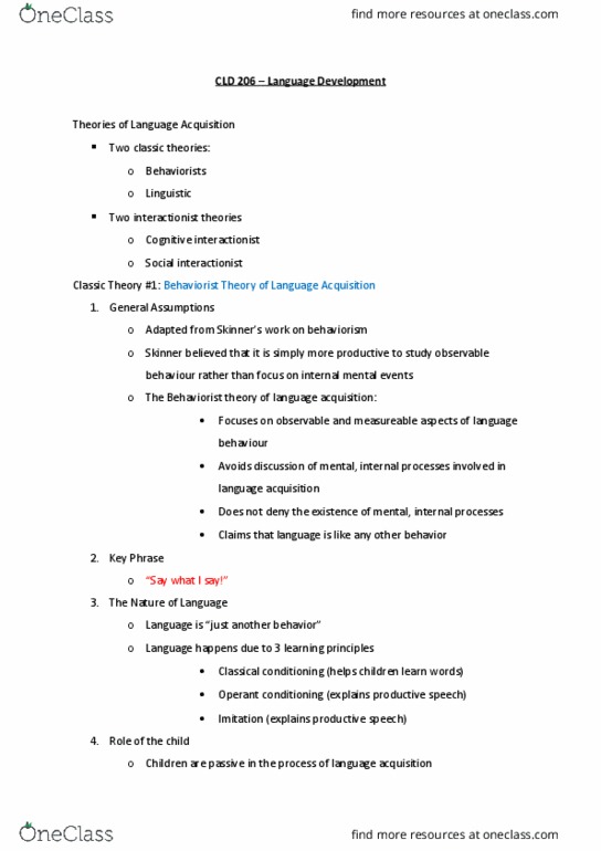 CLD 206 Lecture Notes - Lecture 1: Foxp2, Noam Chomsky, Baby Talk thumbnail