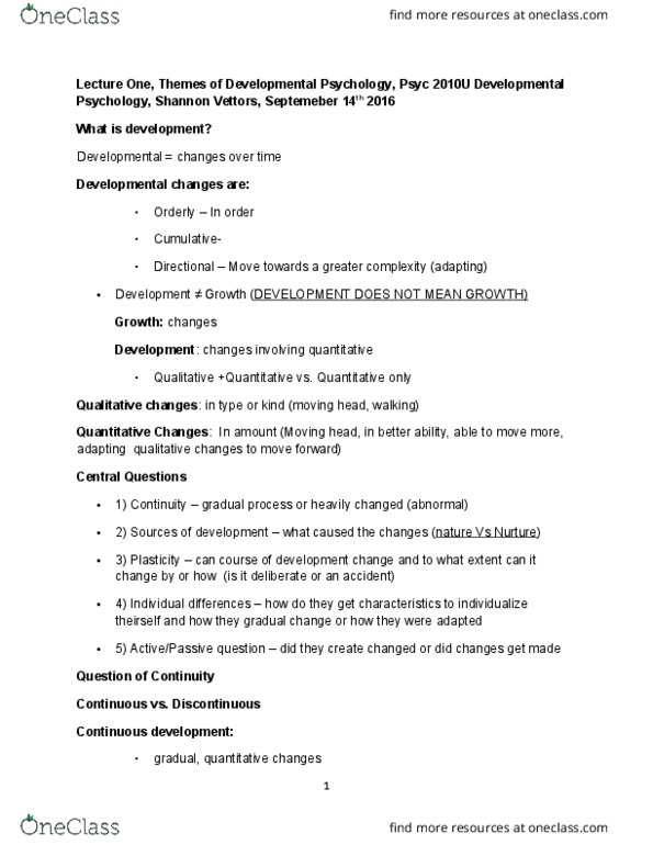 PSYC 2010U Lecture Notes - Lecture 1: Information Processing, Main Source, Ecological Systems Theory thumbnail