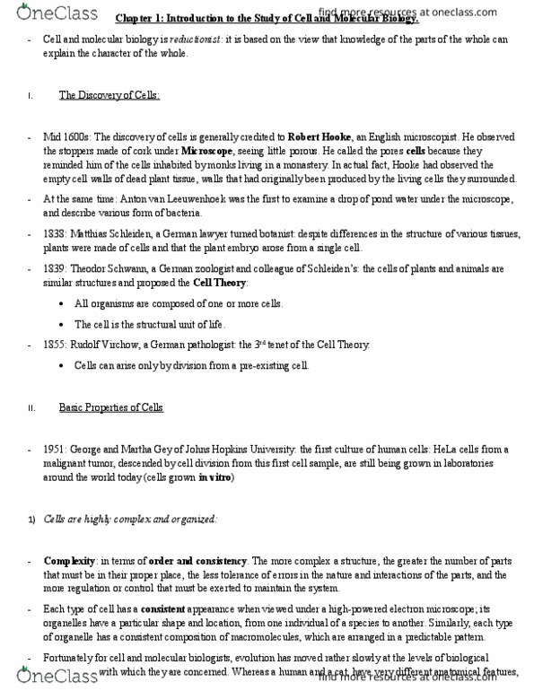 BIOL 266 Chapter Notes - Chapter 1: Spindle Apparatus, Sexual Reproduction, Cell Membrane thumbnail