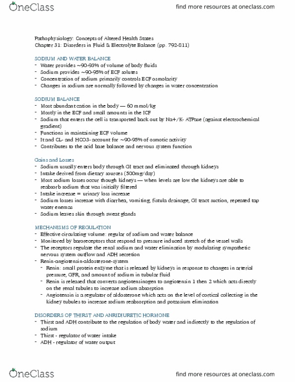 PAT 20A/B Chapter Notes - Chapter 31: Collecting Duct System, Primary Polydipsia, Nephron thumbnail