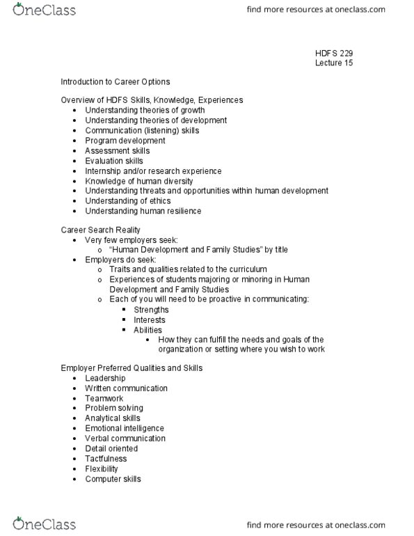 HD FS 229 Lecture Notes - Lecture 15: Child Care, Problem Solving, Human Services thumbnail