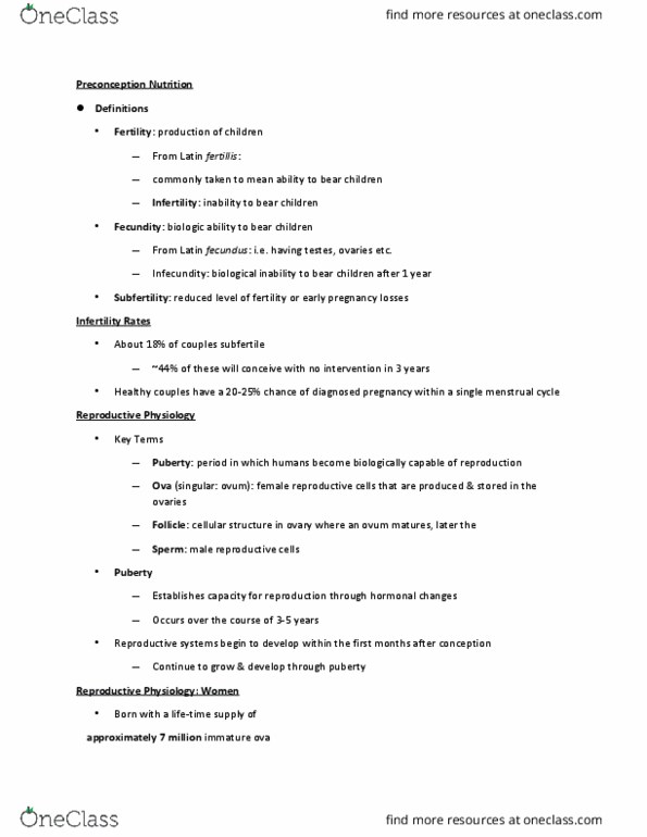 NUTR 2050 Lecture Notes - Lecture 6: Weight Loss, Amenorrhoea, Leptin thumbnail