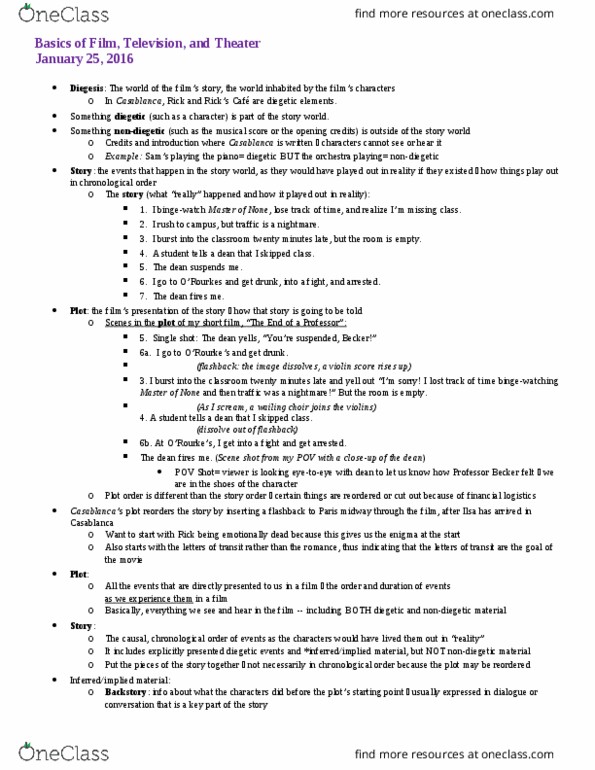 FTT10101 Lecture Notes - Lecture 1: Narrative Structure thumbnail