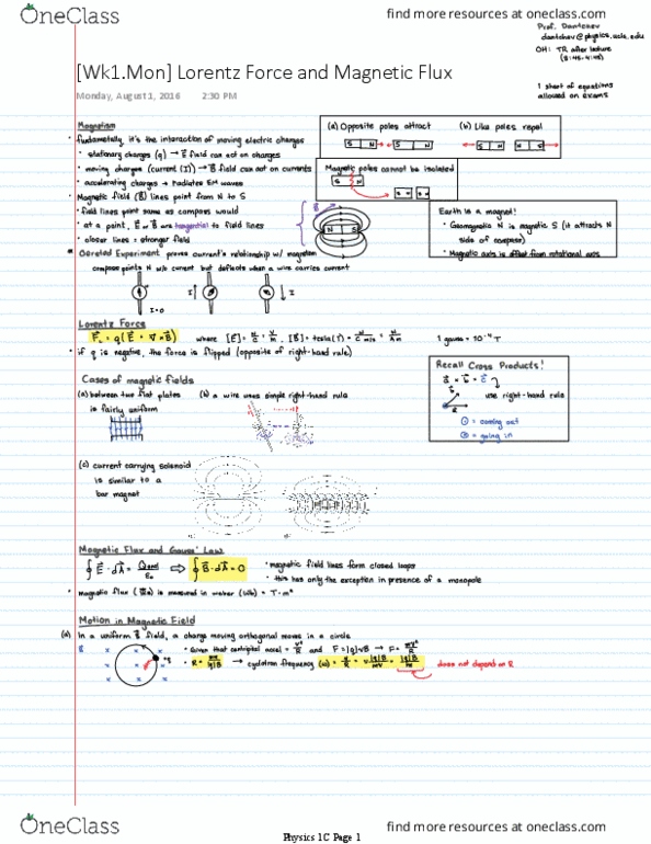 PHYSICS 1C Lecture 1: [Wk1.Mon] Lorentz Force and Magnetic Flux thumbnail