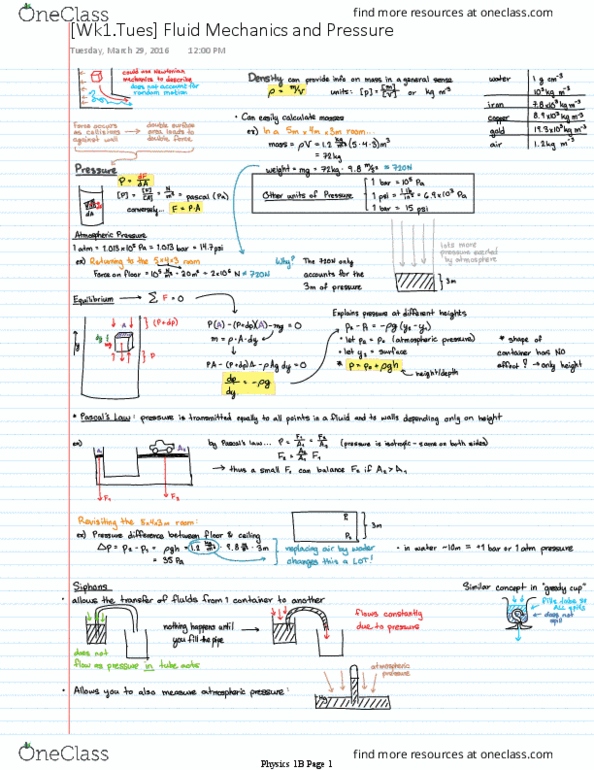 PHYSICS 1B Lecture 1: [Wk1.Tues] Fluid Mechanics and Pressure thumbnail