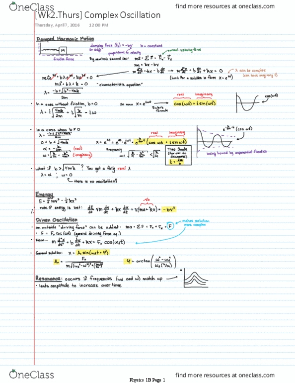 PHYSICS 1B Lecture 4: [Wk2.Thurs] Complex Oscillation thumbnail