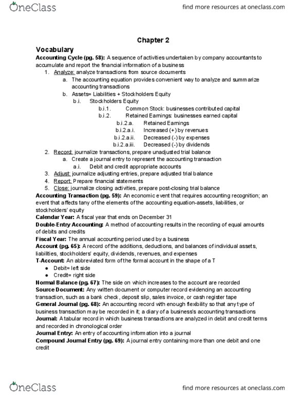 ACCT 220 Chapter Notes - Chapter 2: Cash Register, General Ledger, Retained Earnings thumbnail