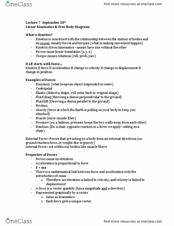 Kinesiology 2241A/B Lecture Notes - Lecture 7: Ground Reaction Force, Myocyte, Buoyancy thumbnail