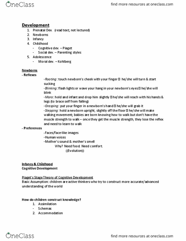 PSYCH 100 Lecture Notes - Lecture 3: Helicopter Parent, Parenting Styles, Object Permanence thumbnail