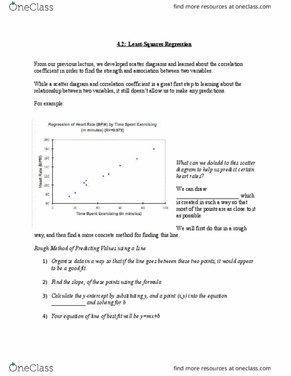 MATH 1F92 Lecture Notes - Lecture 3: Dependent And Independent Variables, Scatter Plot thumbnail