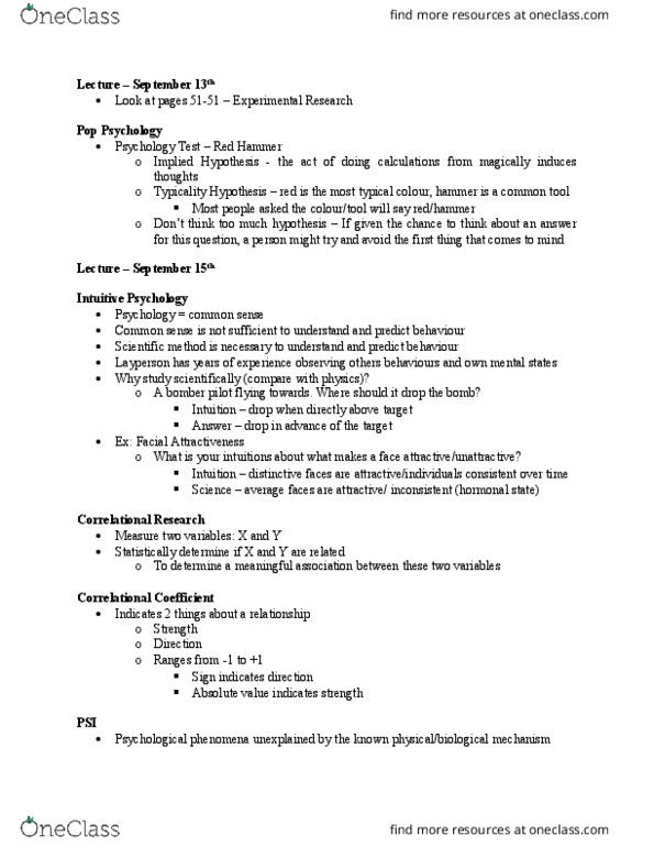 PSYC 1000 Lecture Notes - Lecture 2: Statistical Significance, Null Hypothesis, Laity thumbnail