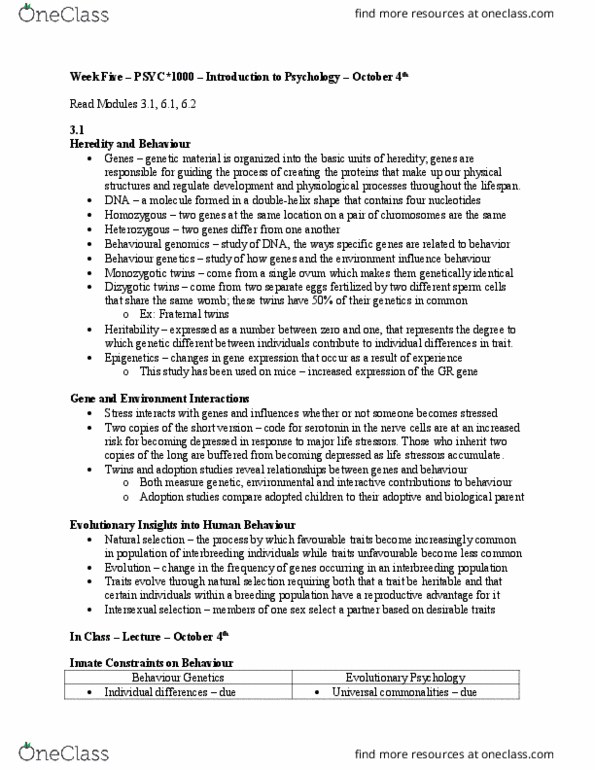 PSYC 1000 Lecture Notes - Lecture 7: Foxp2, Language Disorder, Speech Repetition thumbnail